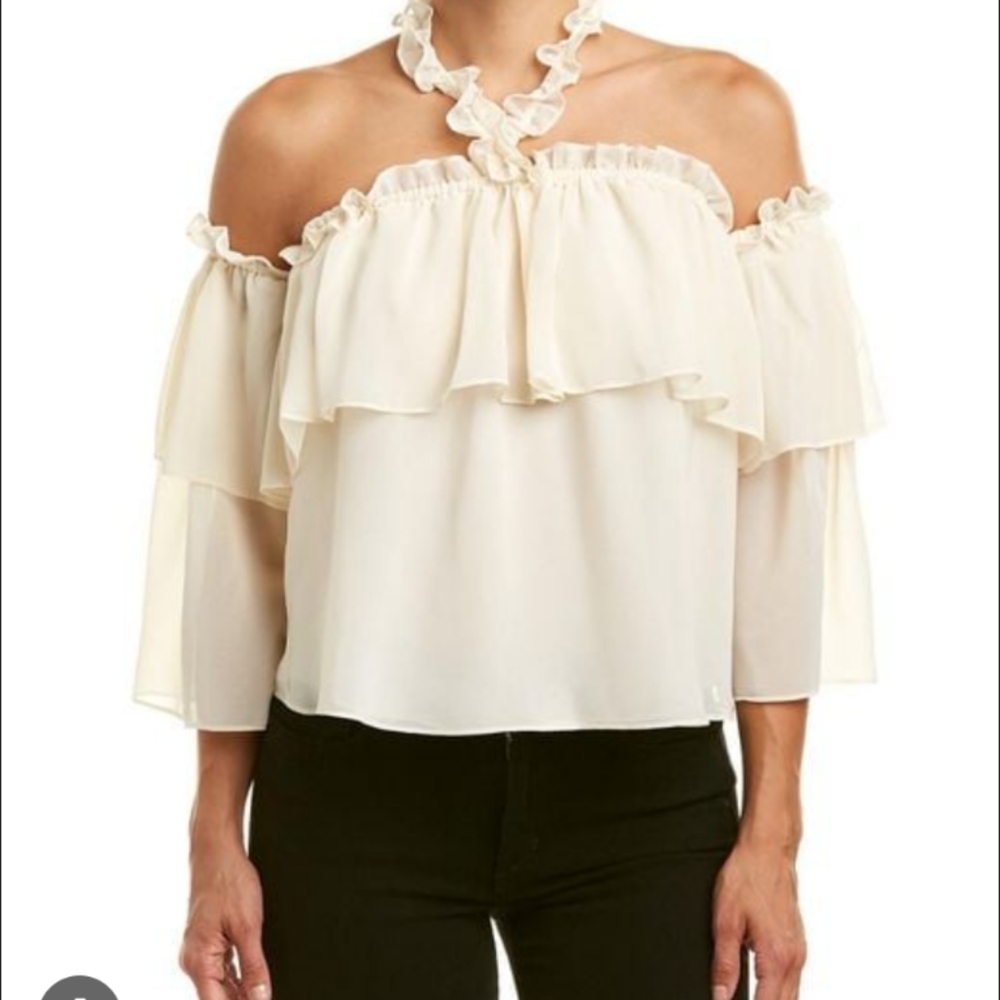 Misa Off The Shoulder Halter Top Chiffon